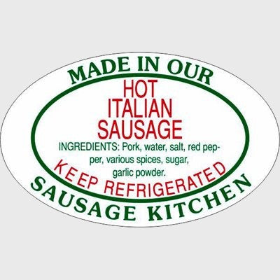 Pork Label Hot Italian Sausage / Made in Our Kitchen - 500/Roll