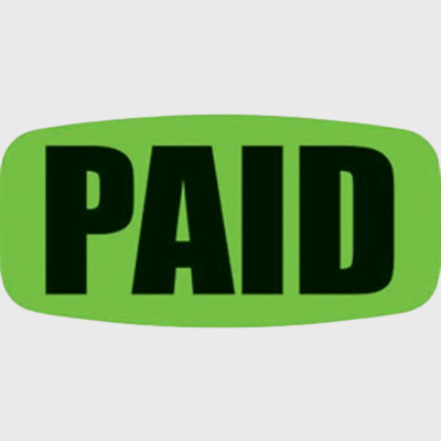 Color Label Paid Fluorescent Green - 1,000/Roll