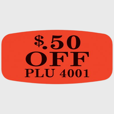 Pricing Label $.50 Off PLU 4001 Short Oval - 1,000/Roll