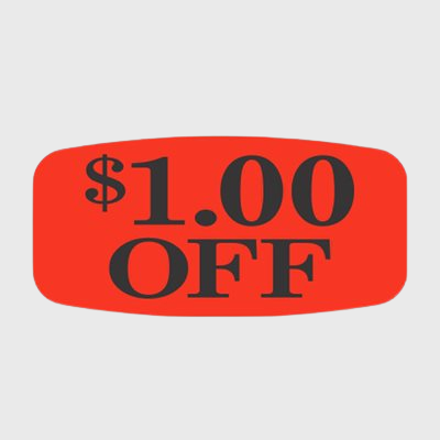 Pricing Label $1.00 Off - 1,000/Roll