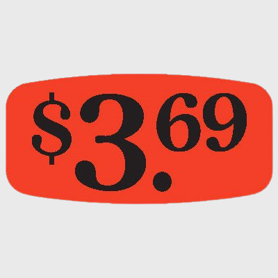 Pricing Label $3.69 - 1,000/Roll