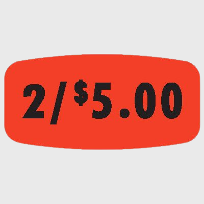 Pricing Label 2 / $5.00 - 1,000/Roll