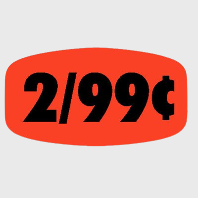 Pricing Label 2 / 99¢ - 1,000/Roll