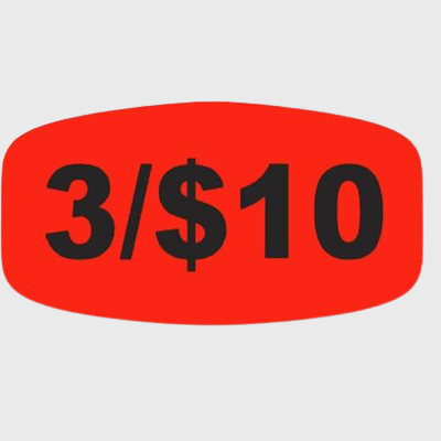 Pricing Label 3 / $10 - 1,000/Roll