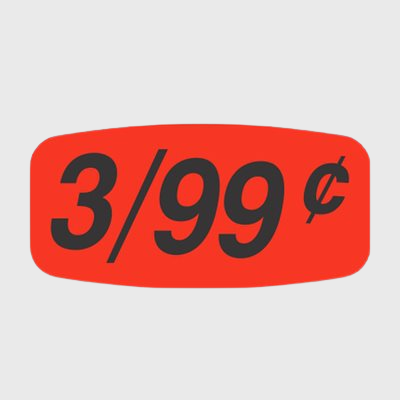 Pricing Label 3 / 99¢ - 1,000/Roll
