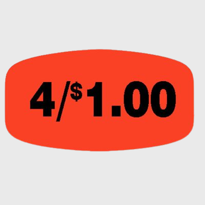 Pricing Label 4 / $1.00 - 1,000/Roll