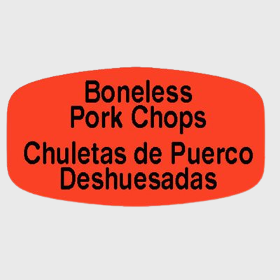 Spanish Label Boneless Pork Chops / Chuletas De Puerco Deshuesadas - 1,000/Roll