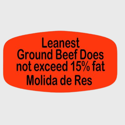 Spanish Label Leanest Ground Beef Does Not Exceed 15% Fat / Molida De Res - 1,000/Roll