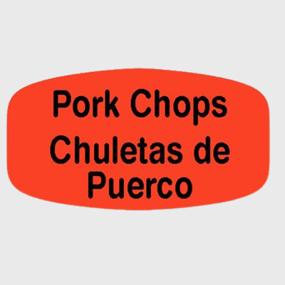 Spanish Label Pork Chops- Chuletas De Puerco - 1,000/Roll