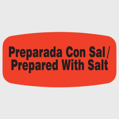 Spanish Label Prepared with Salt / Preparada Con Sal - 1,000/Roll