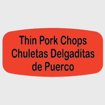Spanish Label Thin Pork Chops / Chuletas Delgaditas De Puerco - 1,000/Roll
