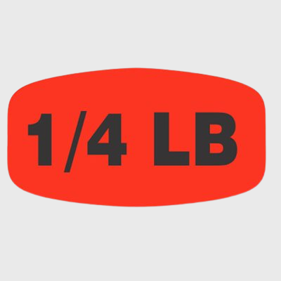 Short Oval Label 1 / 4 lb - 1,000/Roll