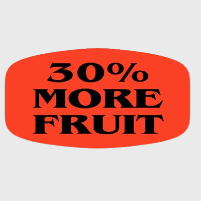 Short Oval Label 30% More Fruit - 1,000/Roll
