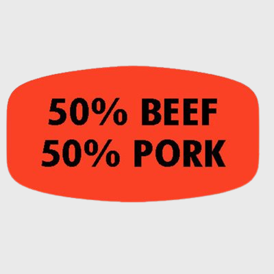 Short Oval Label 50% Beef 50% Pork - 1,000/Roll