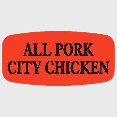 Short Oval Label All Pork City Chicken - 1,000/Roll
