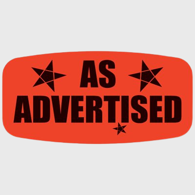 Short Oval Label As Advertised - 1,000/Roll