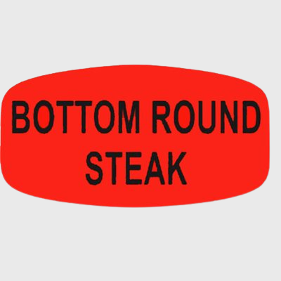 Short Oval Label Bottom Round Steak - 1,000/Roll