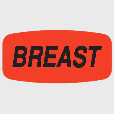 Short Oval Label Breast - 1,000/Roll