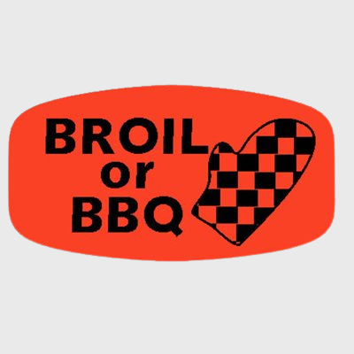 Short Oval Label Broil or B-B-Q - 1,000/Roll