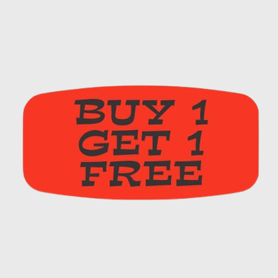Short Oval Label Buy 1 Get 1 Free - 1,000/Roll