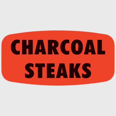 Short Oval Label Charcoal Steaks - 1,000/Roll