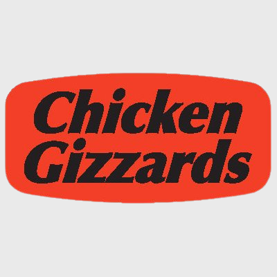 Short Oval Label Chicken Gizzards - 1,000/Roll
