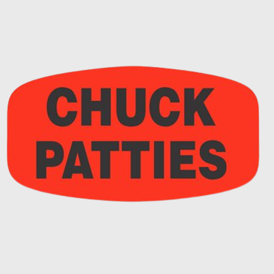 Short Oval Label Chuck Patties - 1,000/Roll