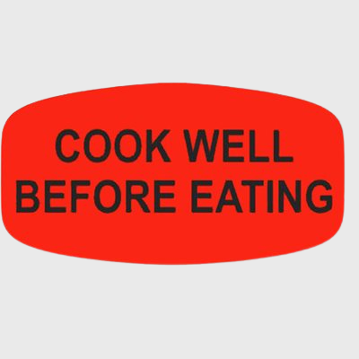Short Oval Label Cook Well Before Eating - 1,000/Roll