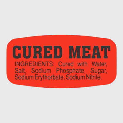 Short Oval Label Cured Meat With Ingredients  - 1,000/Roll