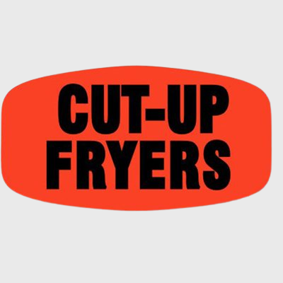 Short Oval Label Cut Up Fryers - 1,000/Roll