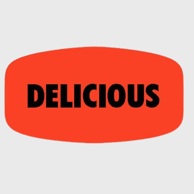 Short Oval Label Delicious - 1,000/Roll
