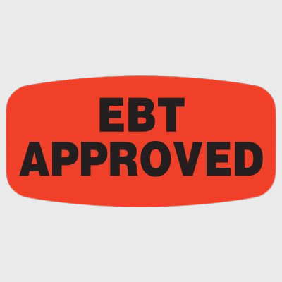 Short Oval Label EBT Approved - 1,000/Roll