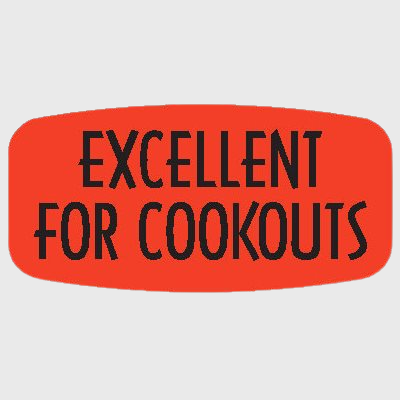Short Oval Label Excellent for Cookouts - 1,000/Roll