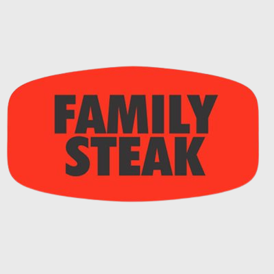 Short Oval Label Family Steak - 1,000/Roll