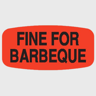 Short Oval Label Fine for Barbeque - 1,000/Roll