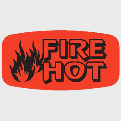 Short Oval Label Fire Hot - 1,000/Roll