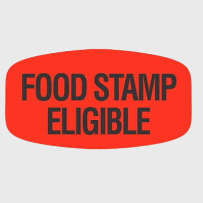 Short Oval Label Food Stamp Eligible - 1,000/Roll