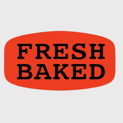 Short Oval Label Fresh Baked - 1,000/Roll