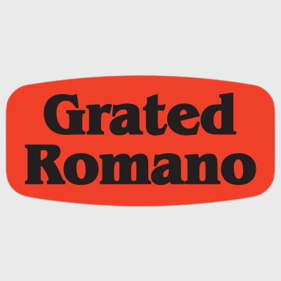 Short Oval Label Grated Romano - 1,000/Roll