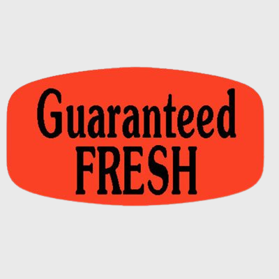Short Oval Label Guaranteed Fresh - 1,000/Roll