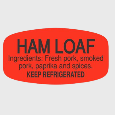 Short Oval Label Ham Loaf With Ingredients - 1,000/Roll