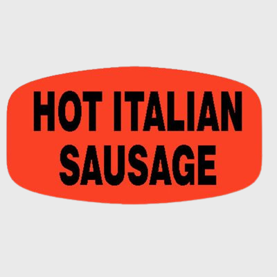 Short Oval Label Hot Italian Sausage - 1,000/Roll