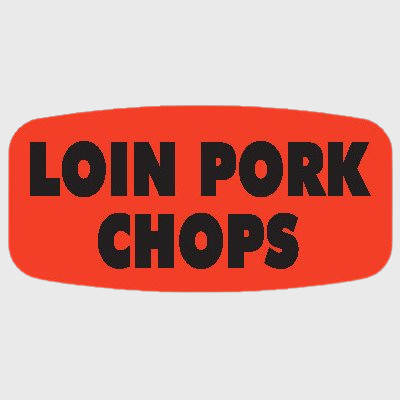 Short Oval Label Loin Pork Chops - 1,000/Roll
