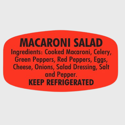 Short Oval Label Macaroni Salad With Ingredients - 1,000/Roll