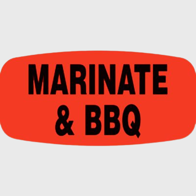 Short Oval Label Marinate & BBQ - 1,000/Roll