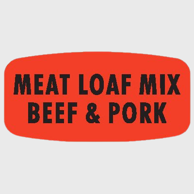 Short Oval Label Meat Loaf Mix Beef & Pork - 1,000/Roll