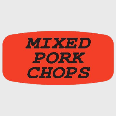 Short Oval Label Mixed Pork Chops - 1,000/Roll