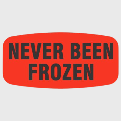 Short Oval Label Never Been Frozen - 1,000/Roll