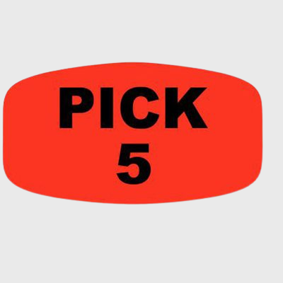 Short Oval Label Pick 5 - 1,000/Roll