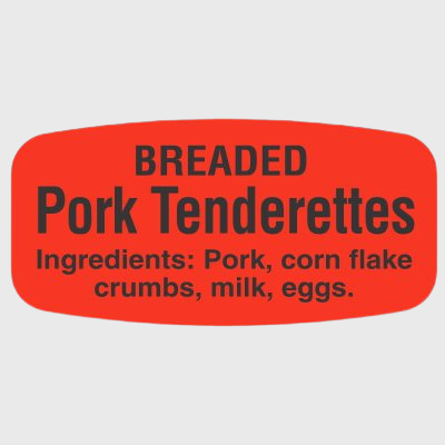 Short Oval Label Pork Tenderettes With Ingredients - 1,000/Roll